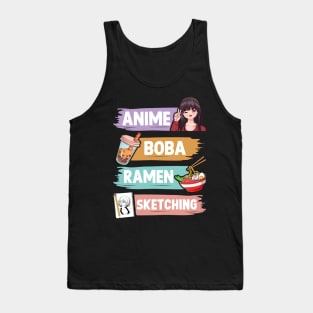 Anime Boba Ramen Sketching Otaku Teen Girls Tank Top